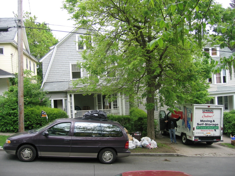 Moving out of a rental house in Syracuse in 2006. The van was nice for hauling, but it was a nervous ride wondering if it would make it.
